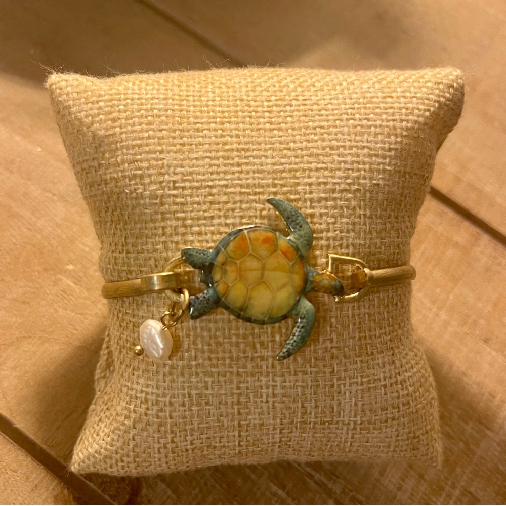 Turtle gold bangle bracelet